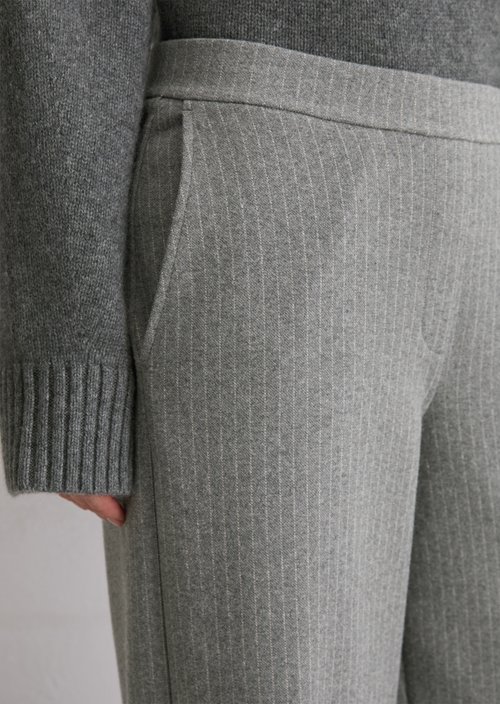 Relaxed pinstripe jersey pants — Light Grey