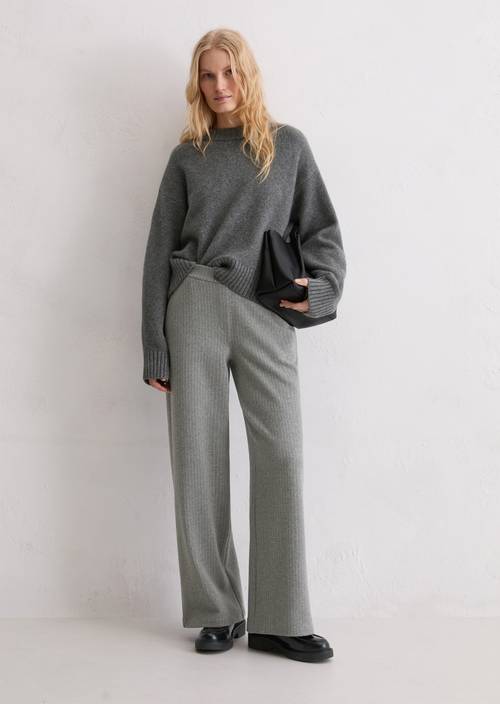 Relaxed pinstripe jersey pants Light Grey in front view