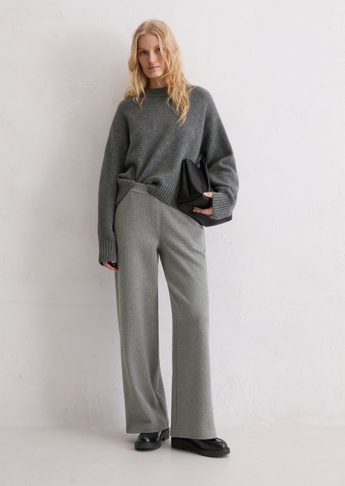 Relaxed pinstripe jersey pants — Light Grey