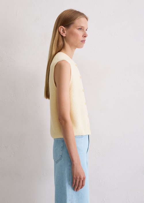 Sleeveless knitted vest slim — Raw Cream