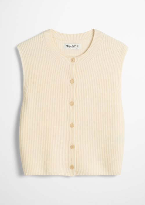 Sleeveless knitted vest slim — Raw Cream