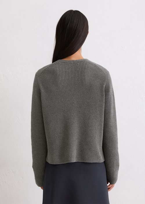 V-neck cardigan relaxed — Warm Granite Melange