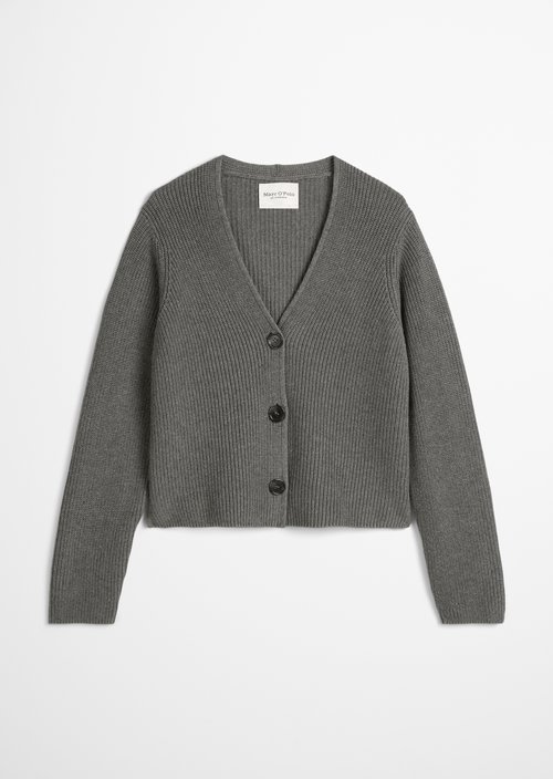 V-neck cardigan relaxed — Warm Granite Melange