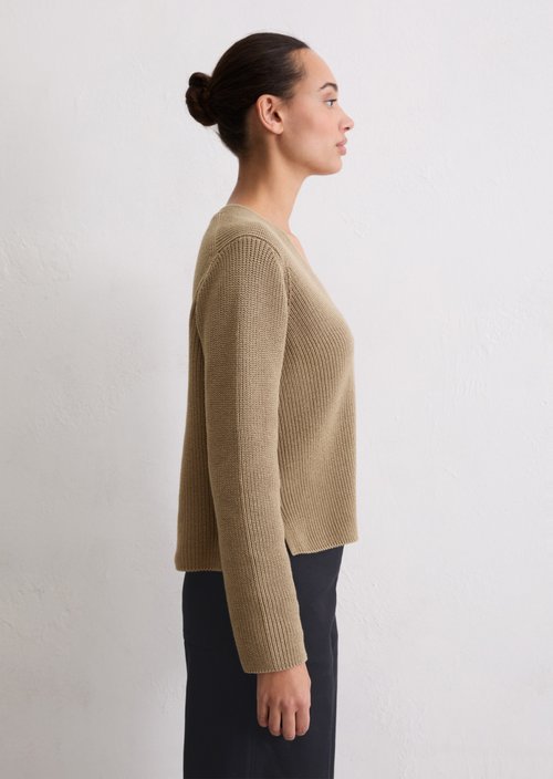 V-neck cardigan relaxed — Soft Mocca