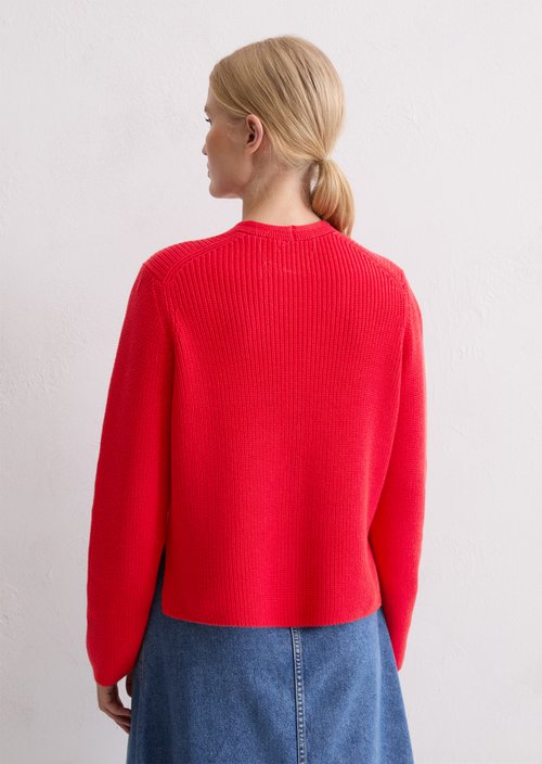 V-neck cardigan relaxed — Bright Red (alternate view)