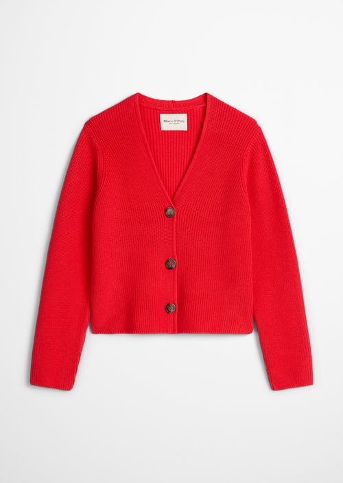 V-neck cardigan relaxed — Bright Red