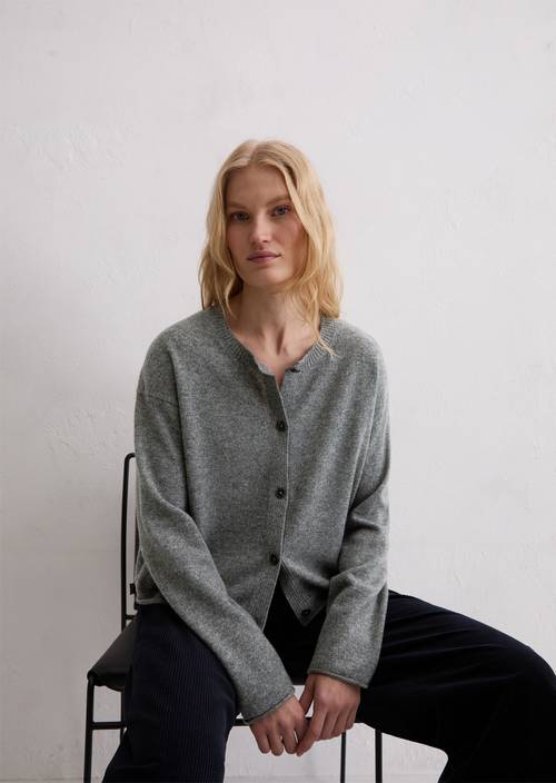 Regular kasjmier vest Warm Granite Melange in vooraanzicht