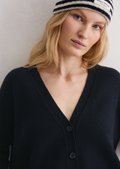 Cardigan oversized made from fluffy lambswool - blue | Fine knit