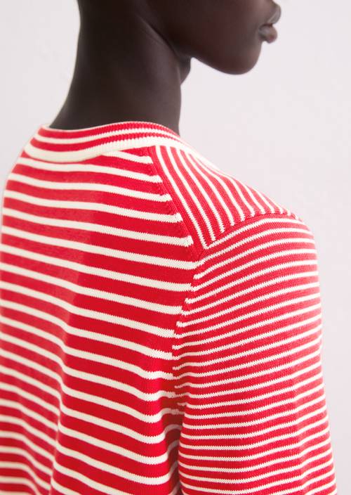 Ringelpullover regular Bright Red in Detailansicht