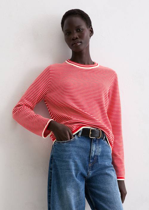 Ringelpullover regular Bright Red in Frontalansicht