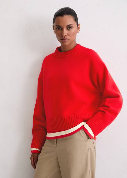 Kaschmirpullover regular Bright Red in Frontalansicht