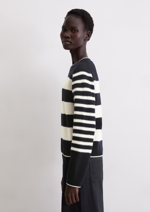 Regular striped sweater — Dark Blue