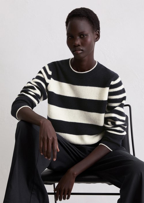 Regular striped sweater — Dark Blue