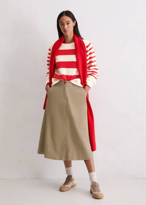 Midi-rok A-Vorm Soft Mocca in vooraanzicht