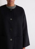 Doubleface cape jacket relaxed with detachable scarf - blue