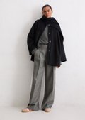 Doubleface cape jacket relaxed with detachable scarf - blue