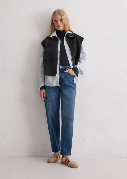 Zip vest relaxed — Deep Night Blue