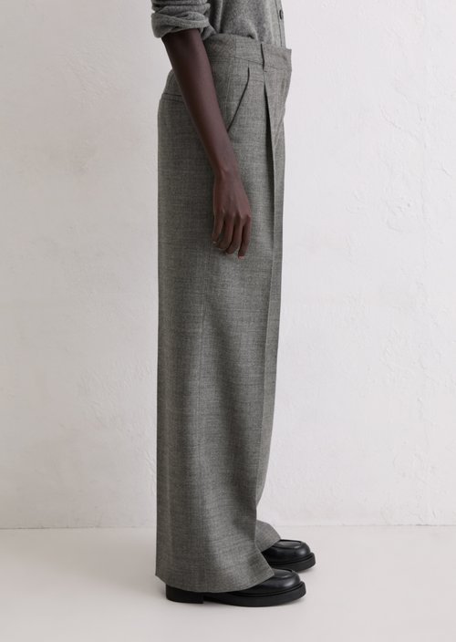 Wide suit trousers — Warm Granite Melange