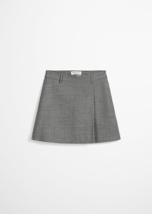 Short skirt with pleat detail — Warm Granite Melange