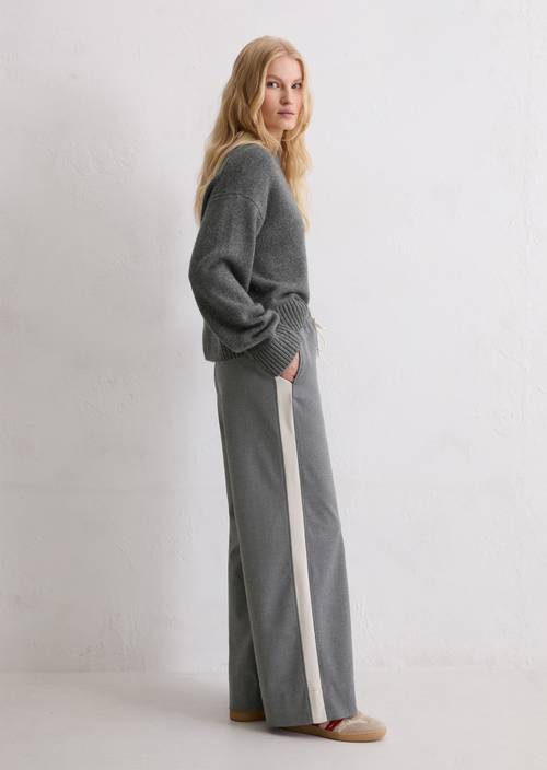 Joggpants en flanelle relaxed Warm Granite Melange en vue de face