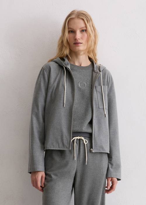 Binnenjas met capuchon regular Warm Granite Melange in vooraanzicht