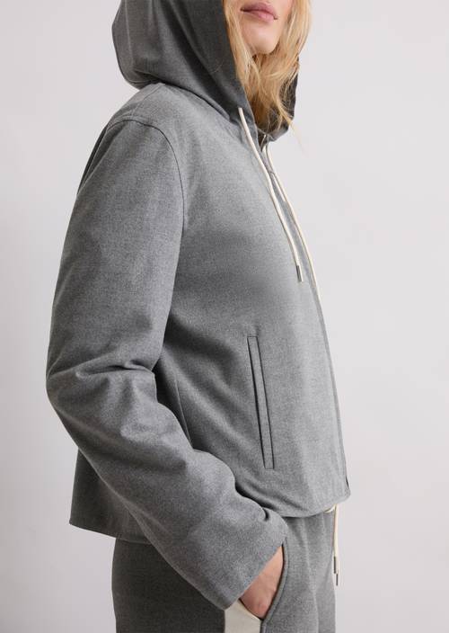 Binnenjas met capuchon regular Warm Granite Melange in detailaanzicht