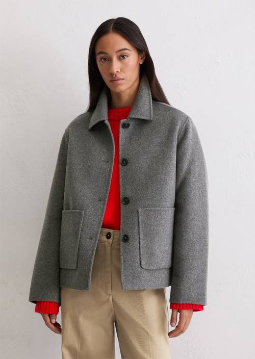 Veste chemise regular Warm Granite Melange en vue de face