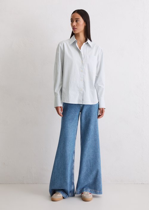 Oversize striped blouse — Bright Blue