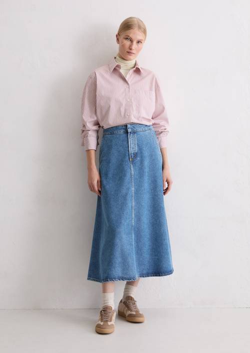 Oversized gestreepte blouse Medium Red in vooraanzicht