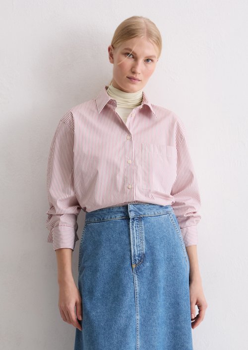 Oversize striped blouse — Medium Red
