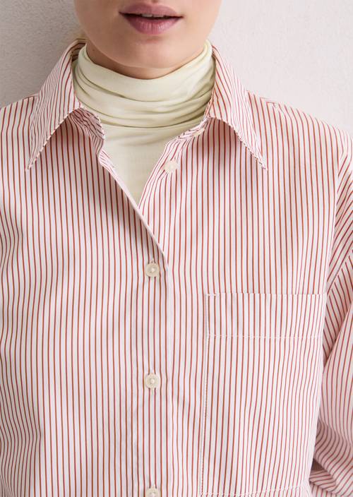 Oversized gestreepte blouse Medium Red in detailaanzicht