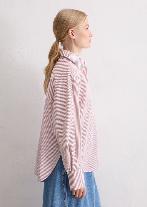 Oversize striped blouse — Medium Red