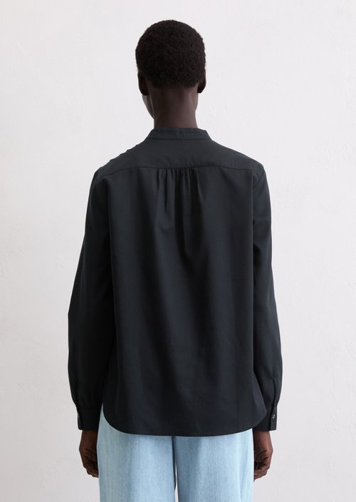 Relaxed stand-up collar blouse — Deep Night Blue