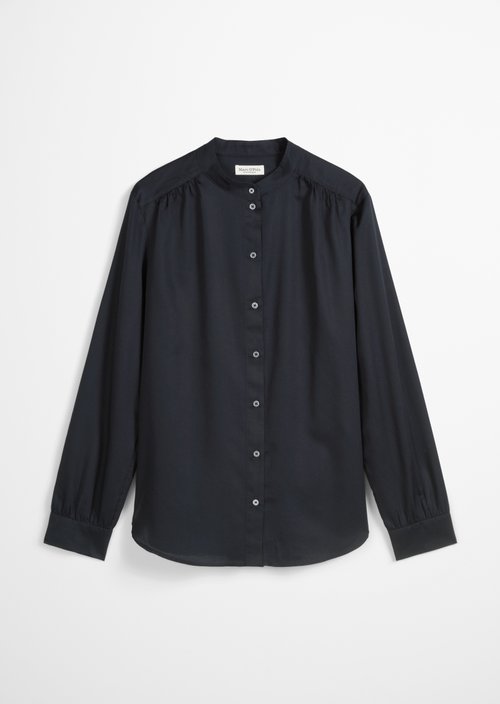 Relaxed stand-up collar blouse — Deep Night Blue