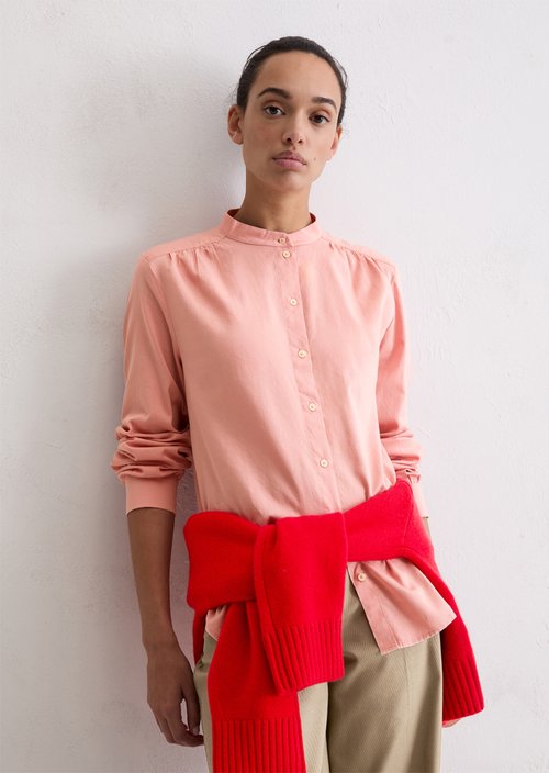 Relaxed stand-up collar blouse — Natural Rose