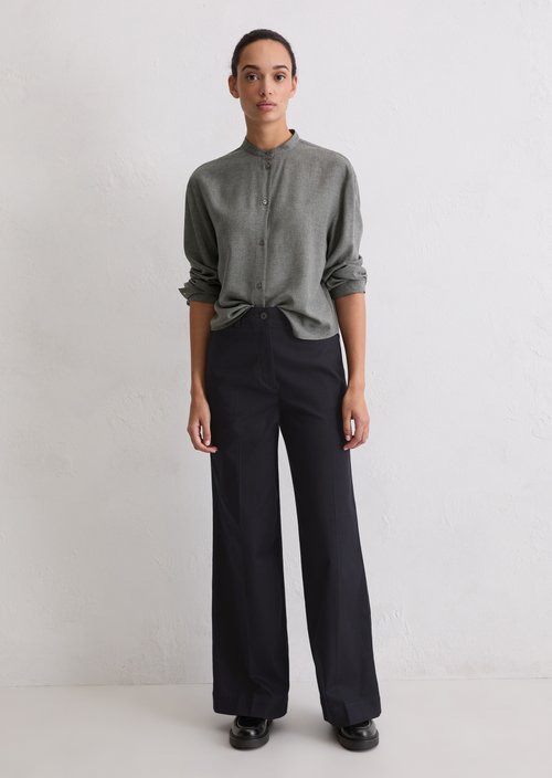 Relaxed cropped blouse — Warm Granite Melange