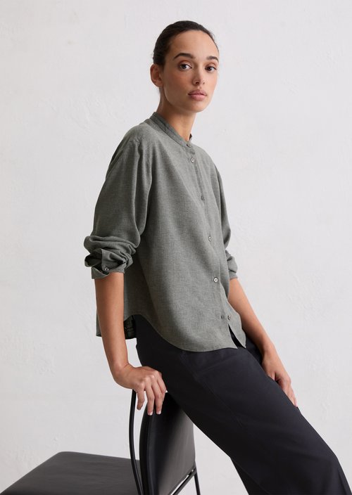 Relaxed cropped blouse — Warm Granite Melange