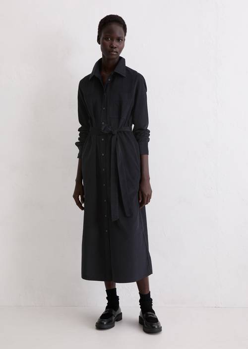 Feincord-Kleid regular Deep Night Blue in Frontalansicht