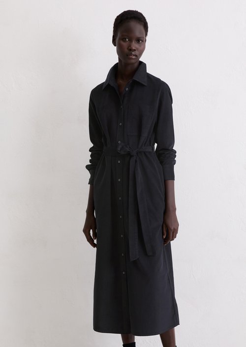Regular fine corduroy dress — Deep Night Blue