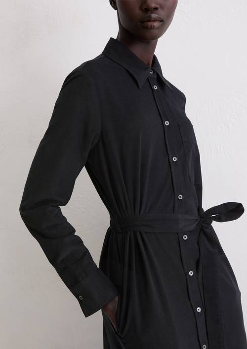 Feincord-Kleid regular Deep Night Blue in Detailansicht