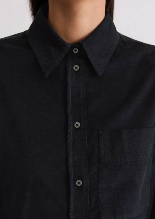 Feincord-Bluse relaxed Deep Night Blue in Detailansicht