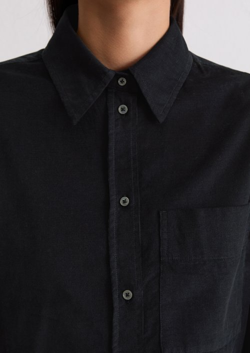 Relaxed fine corduroy blouse — Deep Night Blue