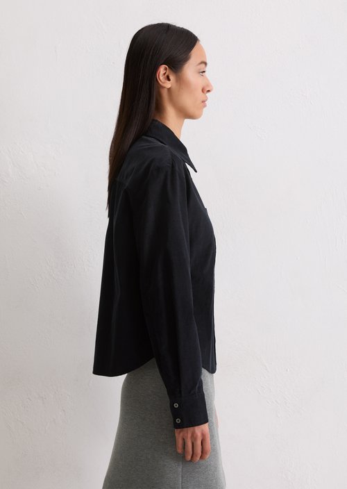 Relaxed fine corduroy blouse — Deep Night Blue