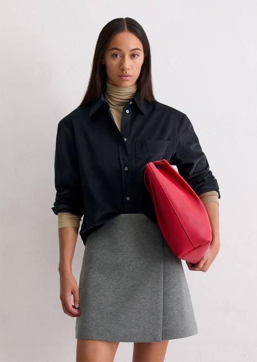 Feincord-Bluse relaxed Deep Night Blue in Frontalansicht