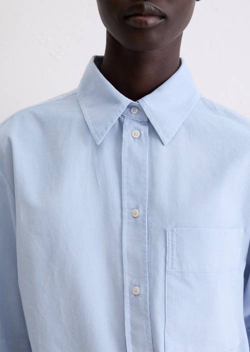 Feincord-Bluse relaxed Soft Sea in Detailansicht