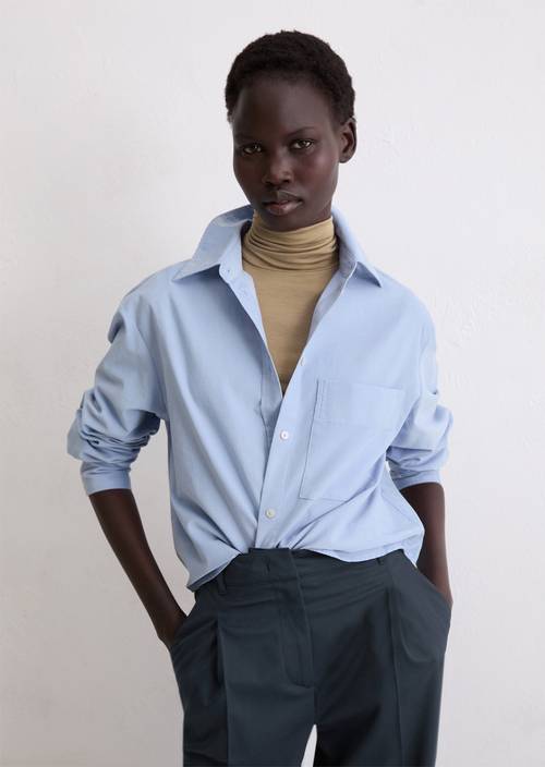 Feincord-Bluse relaxed Soft Sea in Frontalansicht