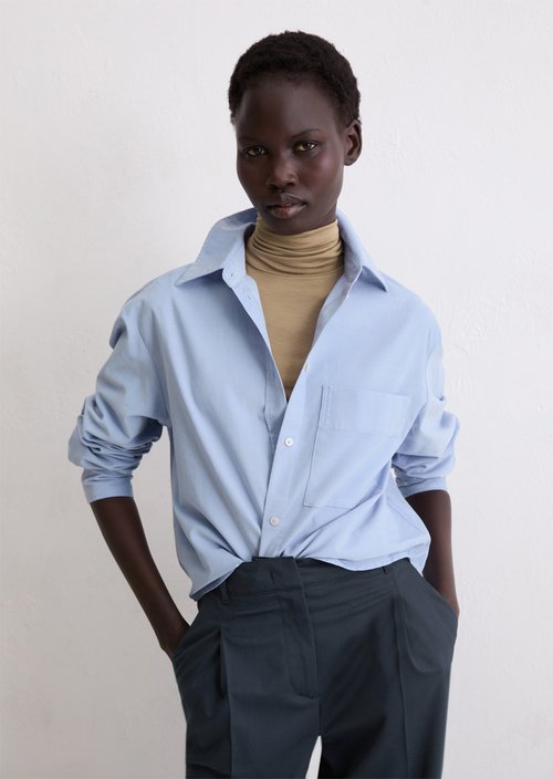 Relaxed fine corduroy blouse — Soft Sea