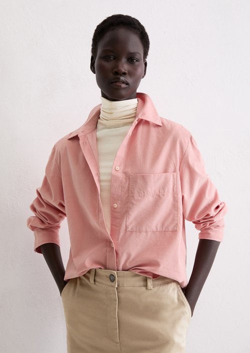 Relaxed fine corduroy blouse — Natural Rose