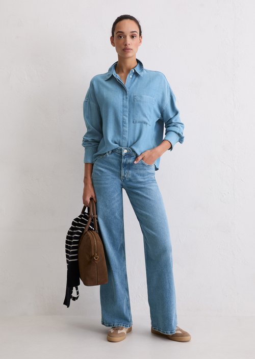 Marc O'Polo NorHeren spijkerblouse, Dames, blauw, 34, 100% Lyocell