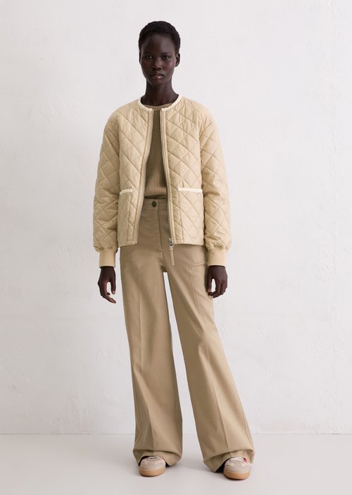 Relaxed collarless quilted jacket — Stormy Sand